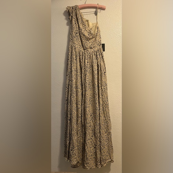 New Mac Duggal One Shoulder Animal Print Maxi Dress Size 10 - Picture 3 of 7